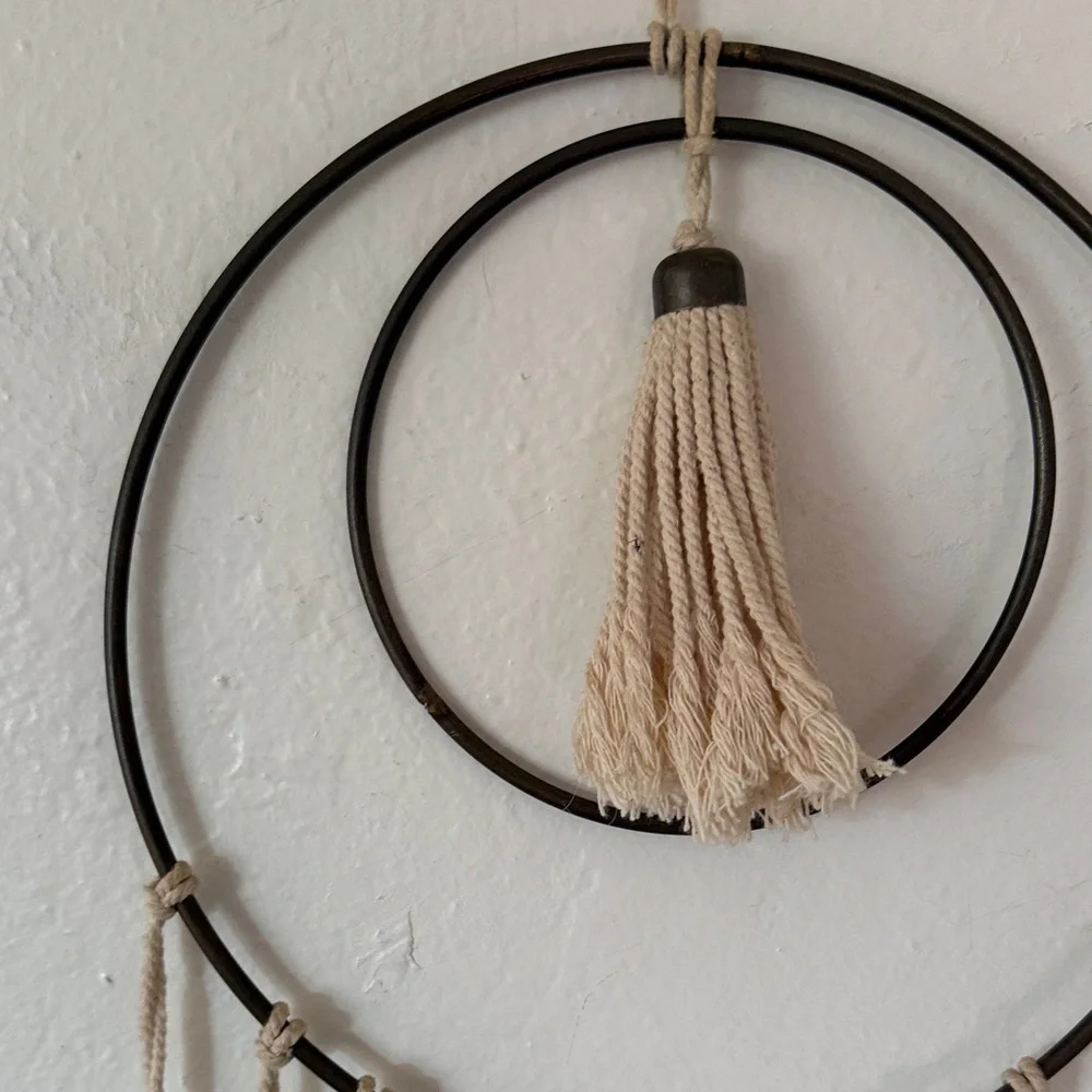 Rings and Tassels Wall Decor in Brown and Cream 30”x10”